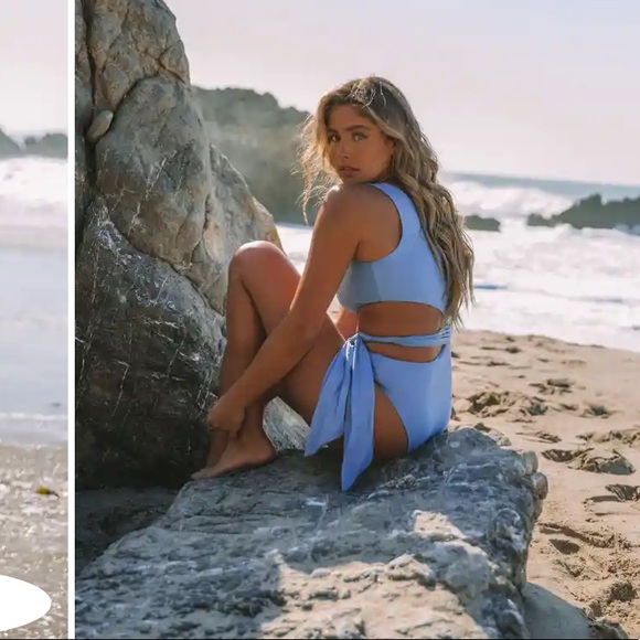 Blue One Shoulder One-Piece Swimsuit - Picture 6 of 12